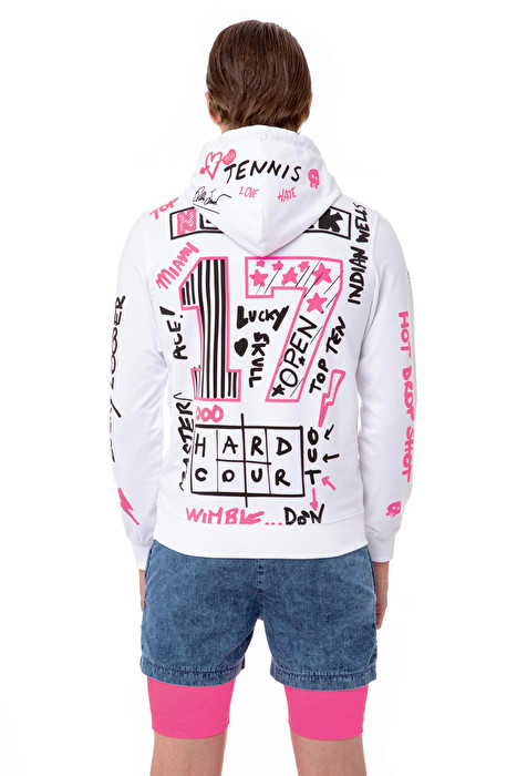 Hydrogen Graffiti Hoodie Man - white/fuchsia