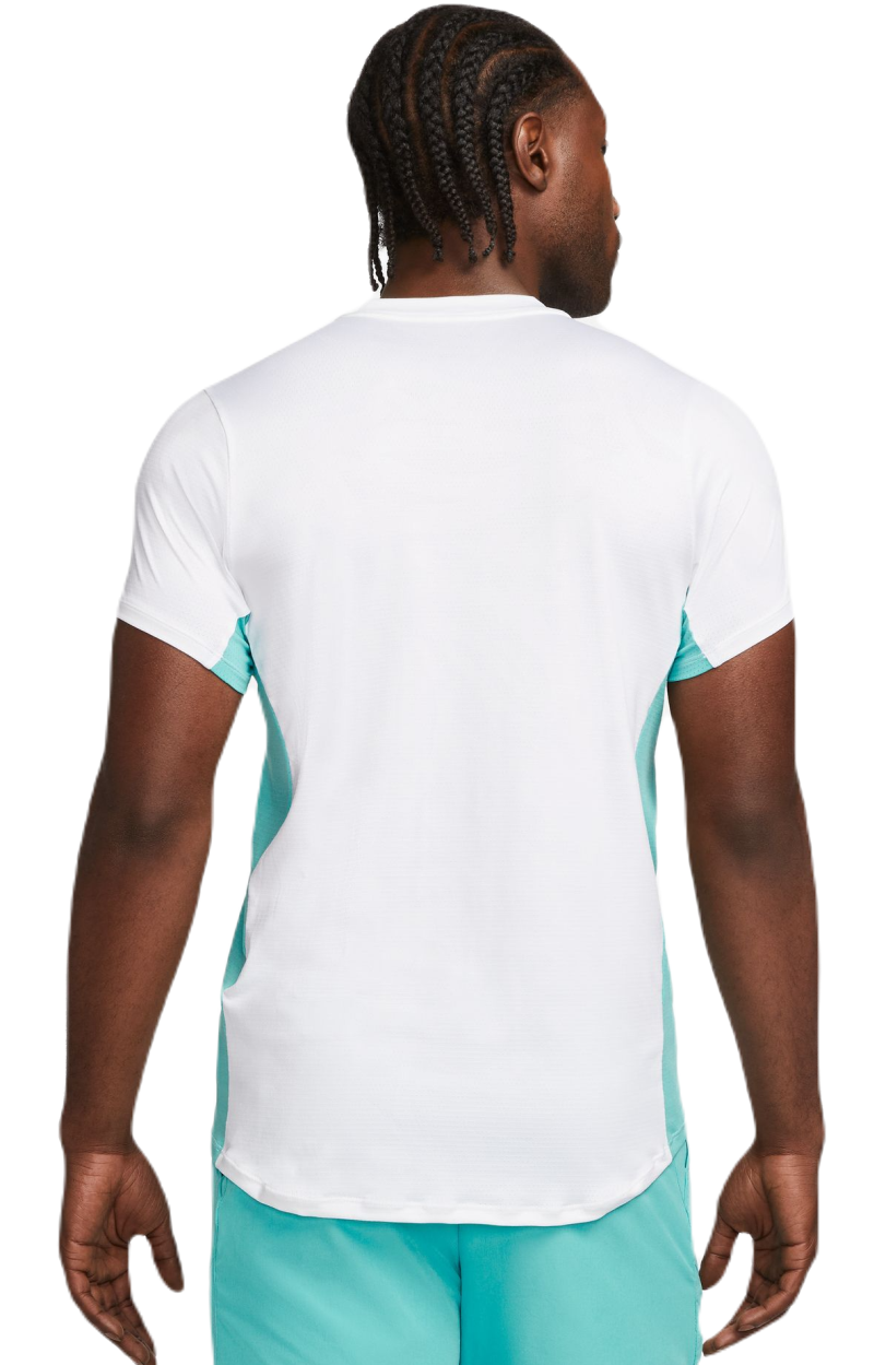 Nike Court Dri-Fit Advantage Printed Tennis Top - white/washed teal/black
