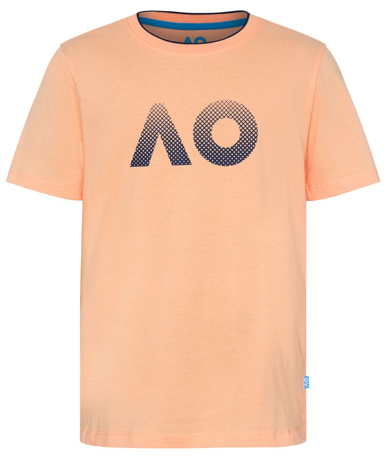 Australian Open Kids T-Shirt AO Textured Logo - mellow peach