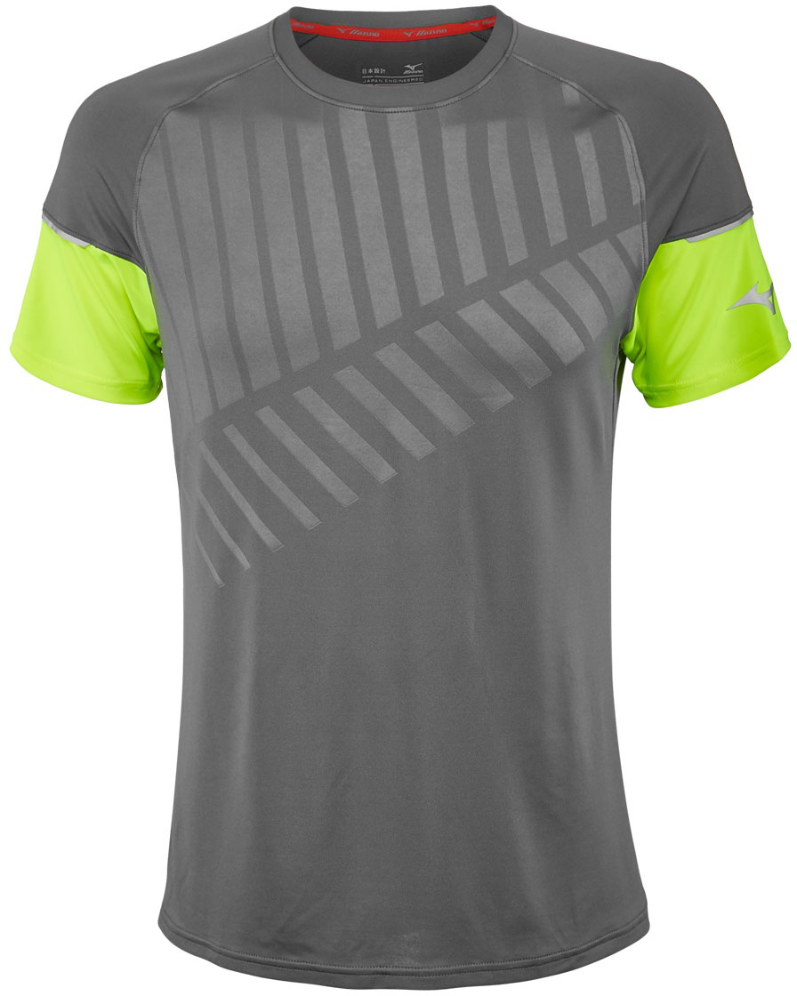 Mizuno Shadow Tee - castlerock/safety yellow
