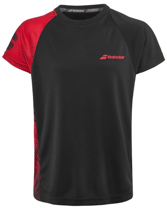 babolat-performance-crew-neck-tee-boy-black-salsa-1 Babolat Performance Crew Neck Tee Boy - black/salsa