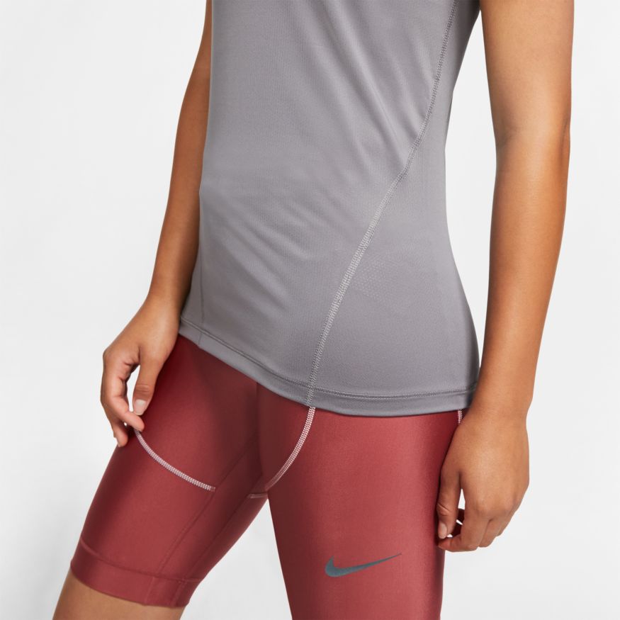 Nike Pro Top SS All Over Mesh W - gunsmoke/black