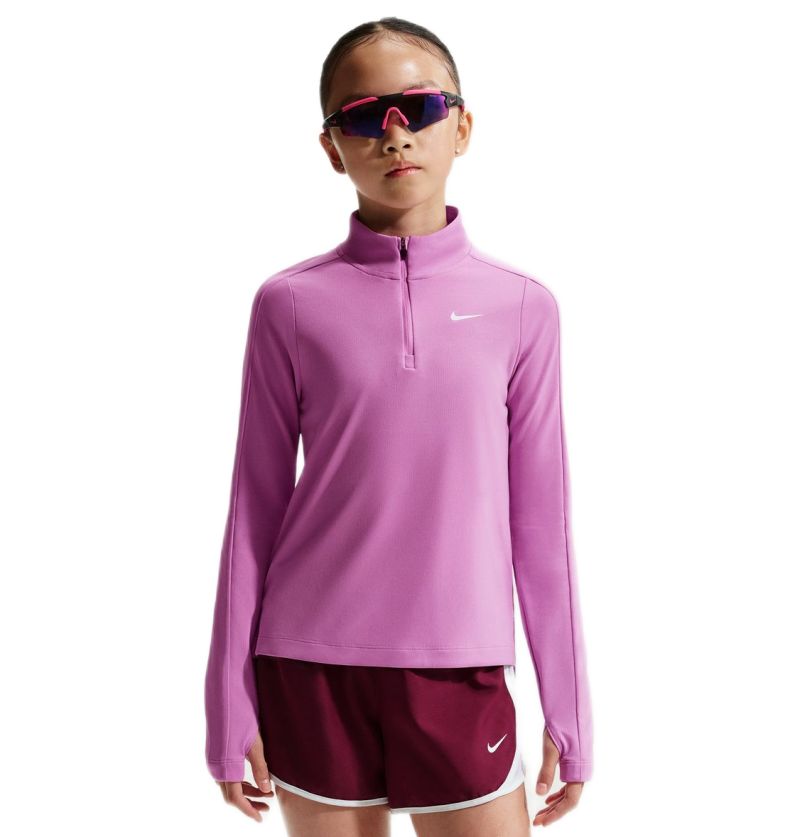 Nike Girls Dri-FIT Long-Sleeve 1/4-Zip - light magenta/white