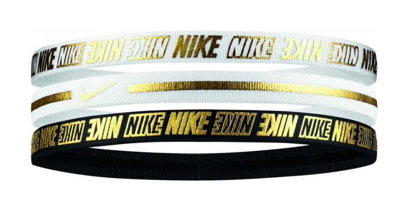 Nike Metallic Hairbands 3 pack - white/white/black