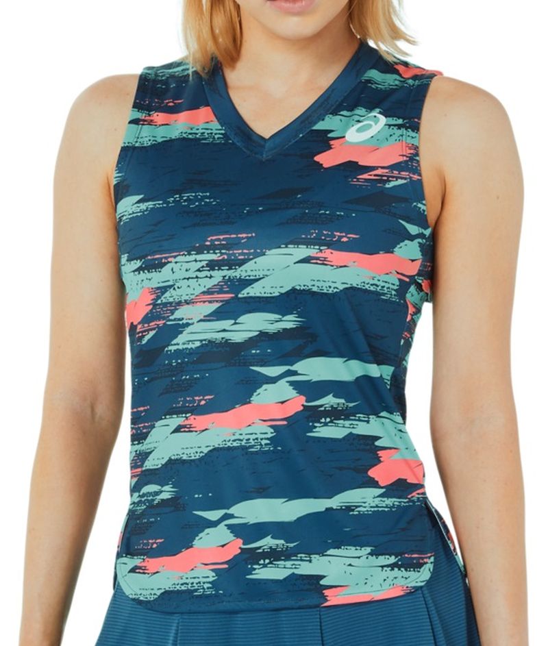 Asics Women Match Graphic Tank - light indigo
