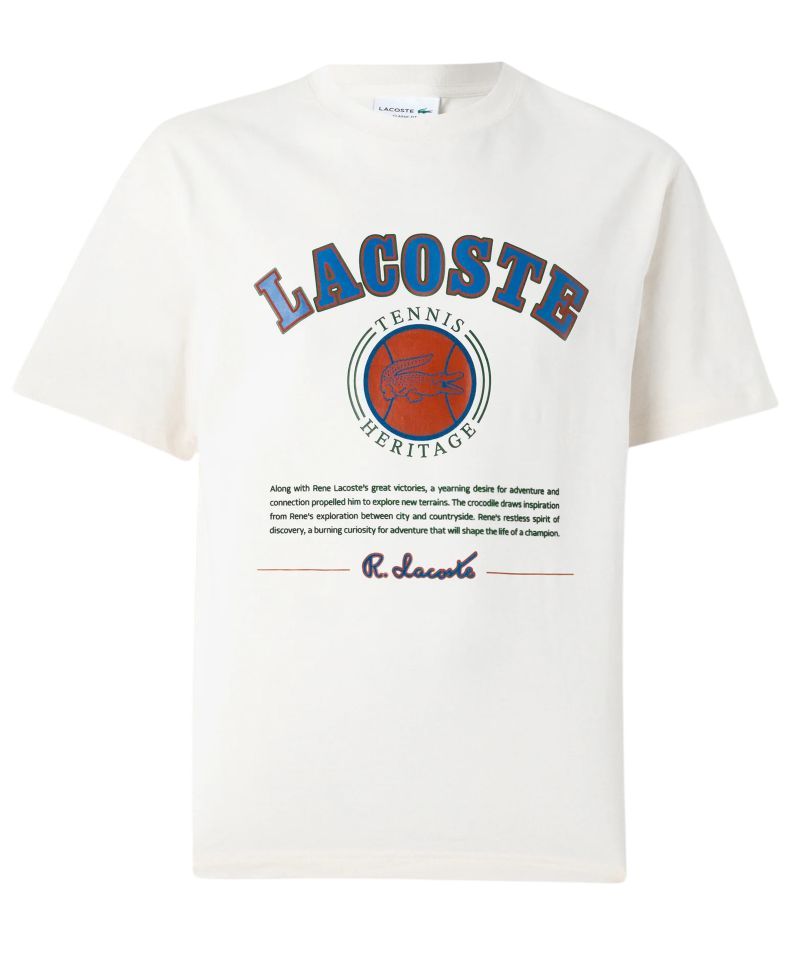 Lacoste Print Cotton - ecru white 