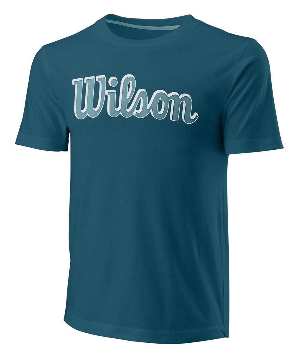 Wilson Script Eco Cotton Tee Slimfit M - blue coral