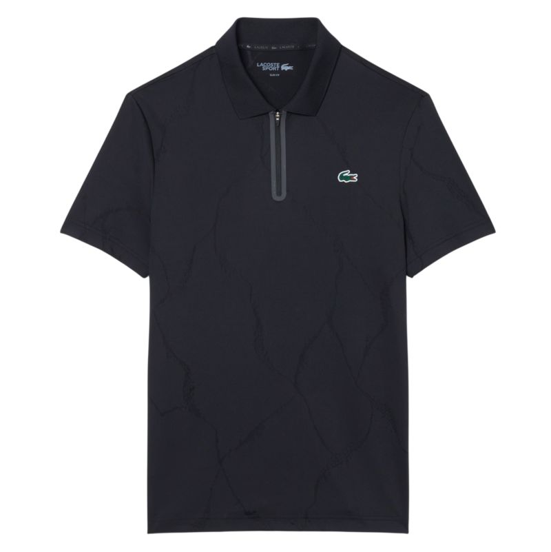 Męskie polo Lacoste Ultra Dry Jacquard Crocodile Tennis - black