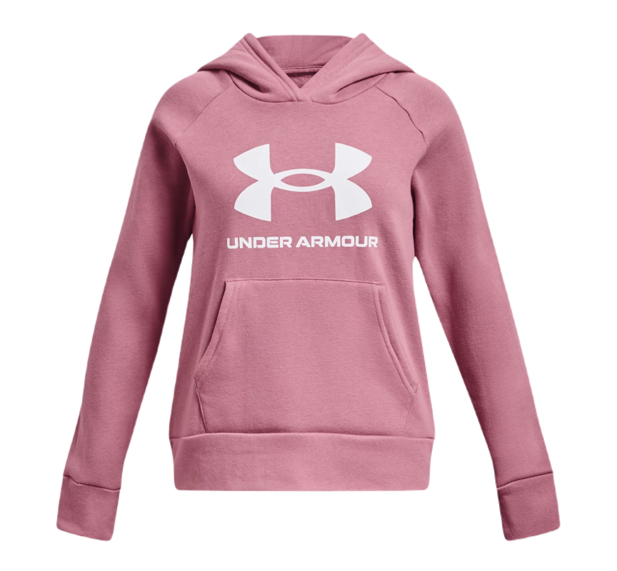 Under Armour Girls' UA Rival Fleece Big Logo Hoodie - pink/white