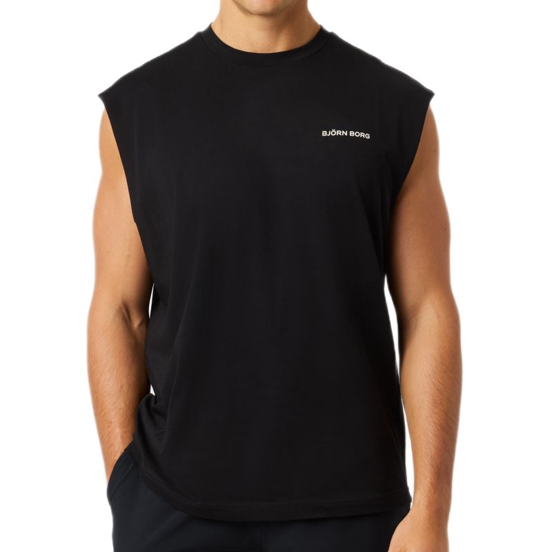 Męski t-shirt Björn Borg Gym Sleeveless - black beauty