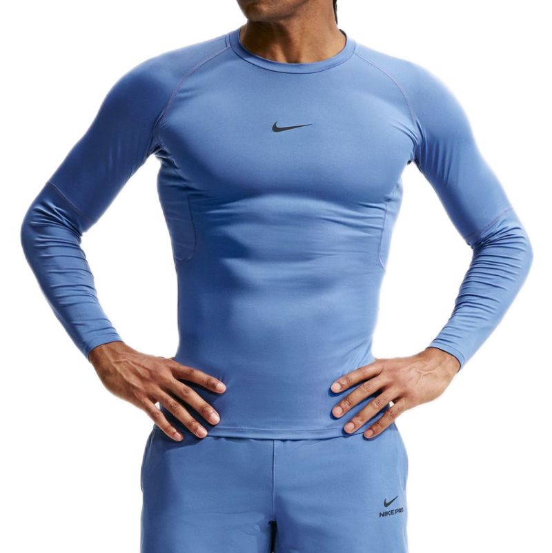 Męski T-Shirt tenisowy Nike Pro Dri-FIT Tight Long-Sleeve Fitness - indigo storm/black