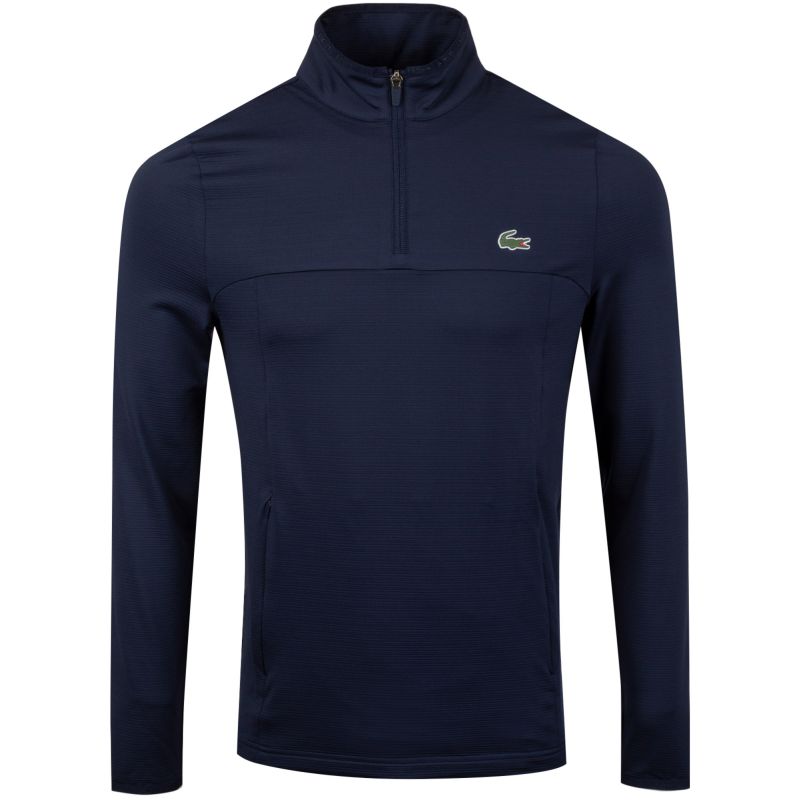 Lacoste Men's SPORT Stretch Zippered Collar Sweatshirt - navy blue