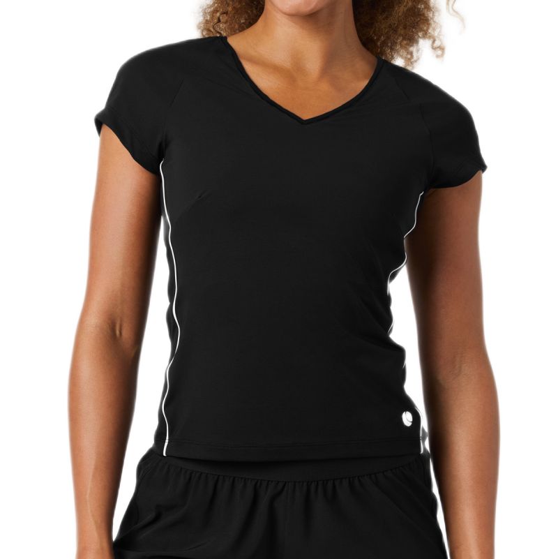 Damski t-shirt Björn Borg Ace V-Neck - black beauty