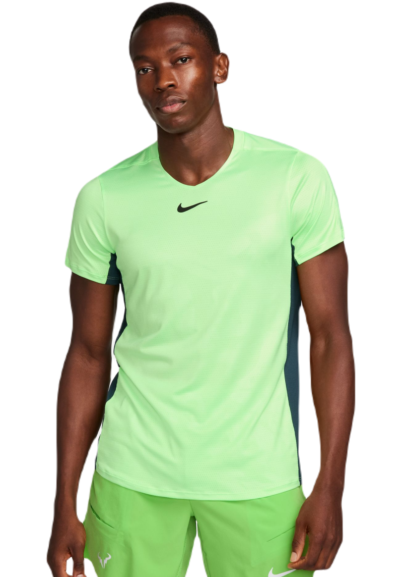 Nike Court Dri-Fit Advantage Printed Tennis Top - lime blast/deep jungle/black