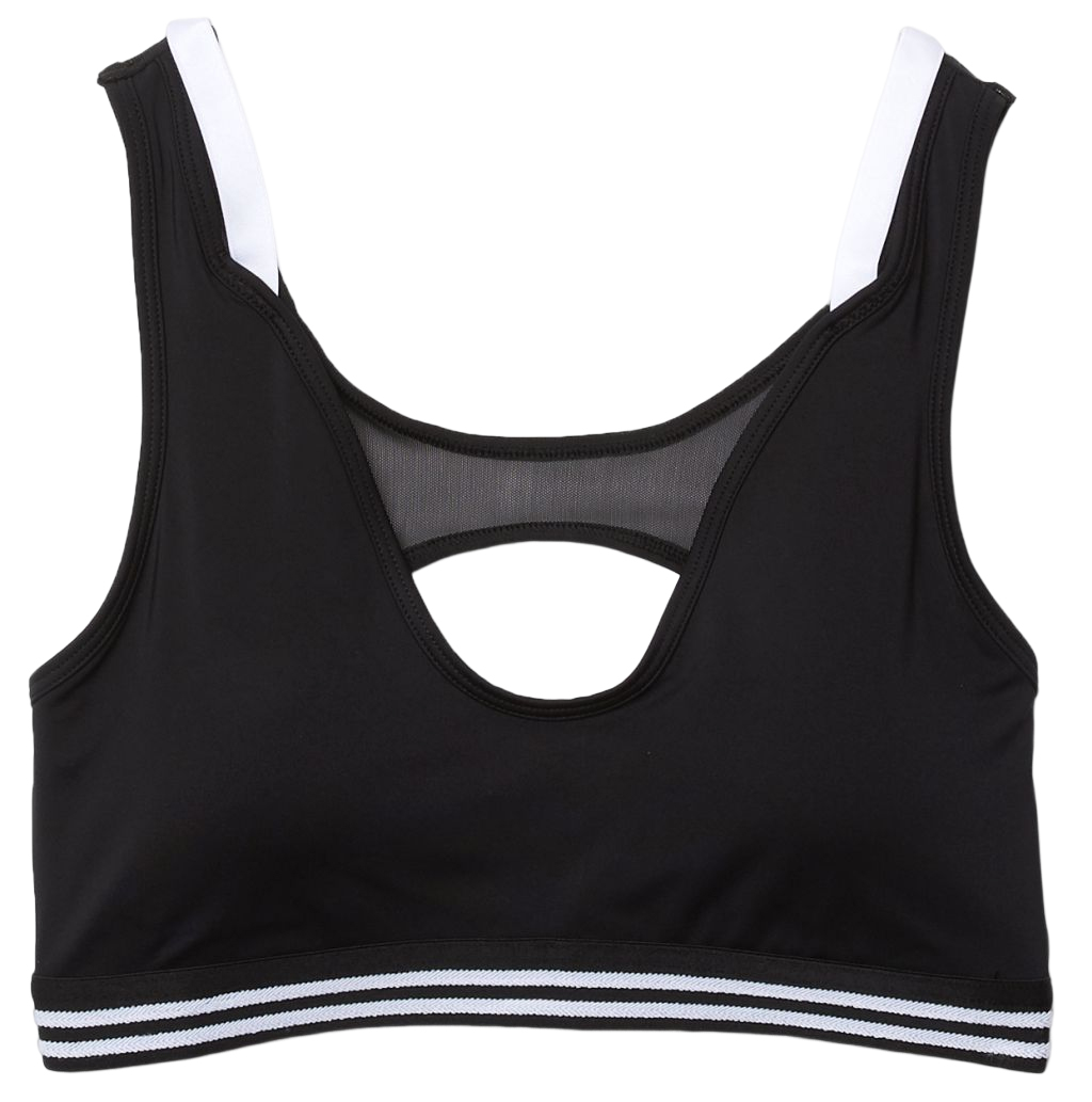 Lacoste Contrast Accents And Cut-Outs Sports Bra - black/white/black
