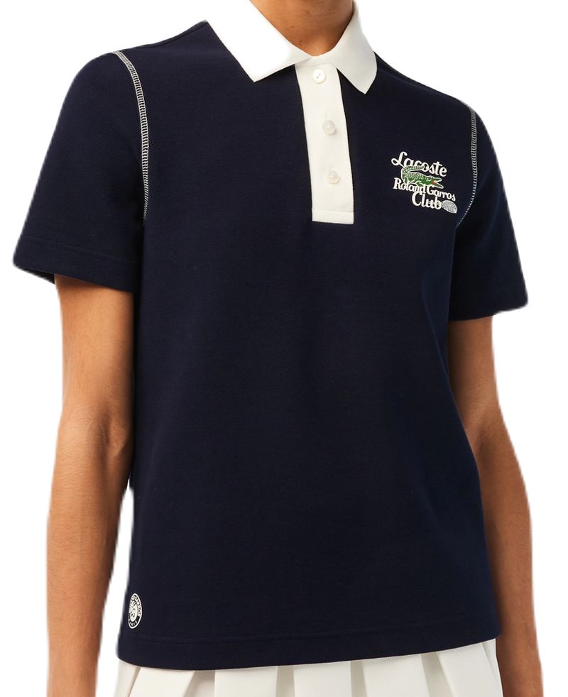 PF6067_HHW_24 Lacoste Sport Roland Garros Edition Cotton Pique Polo Shirt - navy blue/white