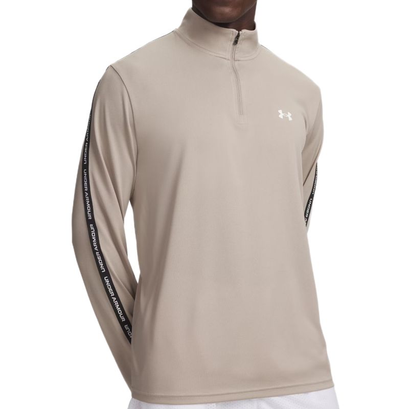 Under Armour Tech Taping 1/2 Zip - timberwolf taupe/black/white Under Armour Tech Taping 1/2 Zip - timberwolf taupe/black/white