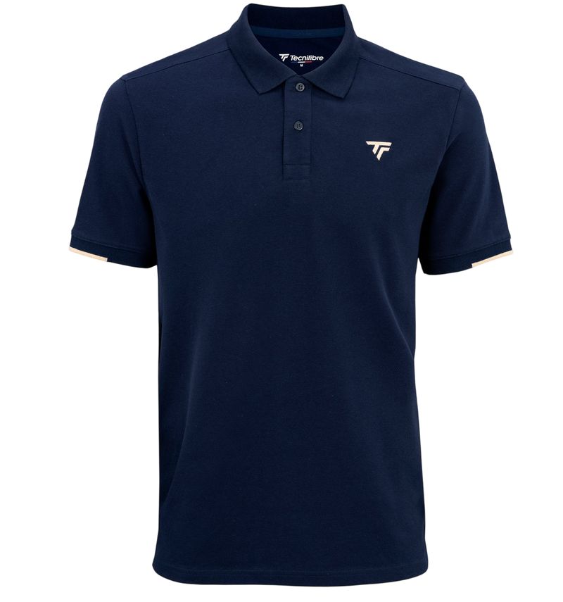 Męskie polo Tecnifibre Pique Col Rib - marine