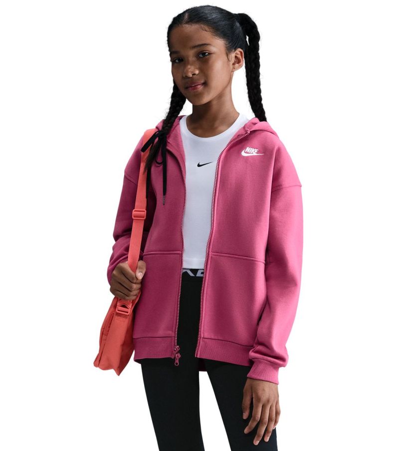 Nike Kids Sportswear Club Fleece Oversized Full Zip - sweet beet/white