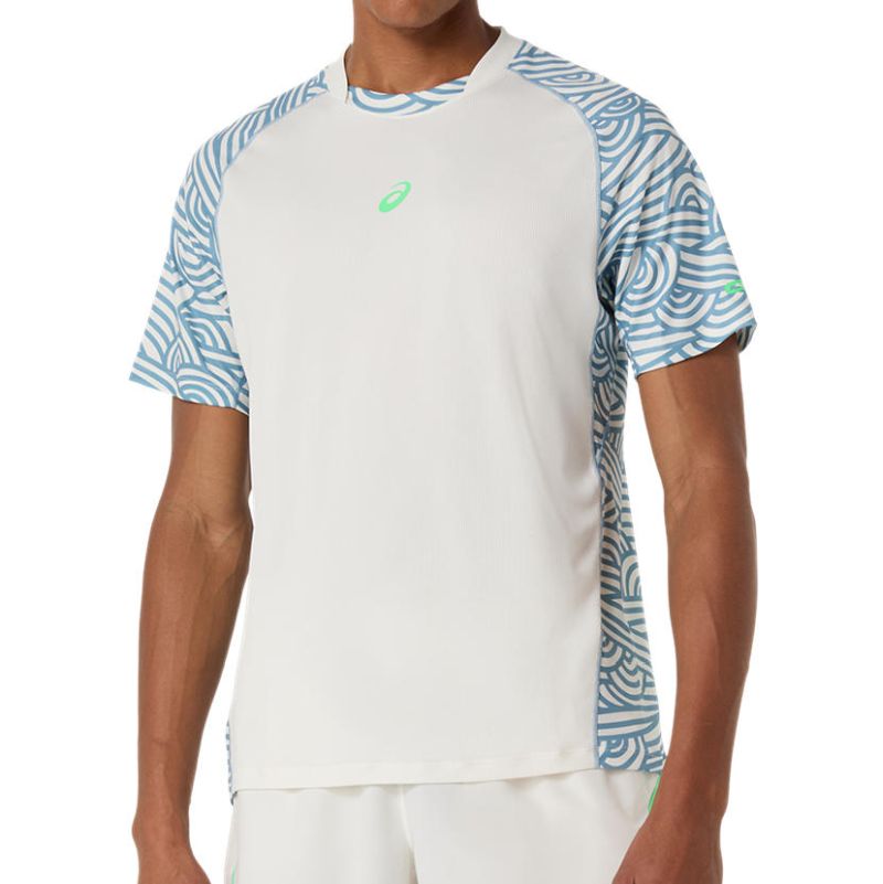 Męski T-Shirt Asics Padel Court All Over Short Sleeve - cream/saba blue