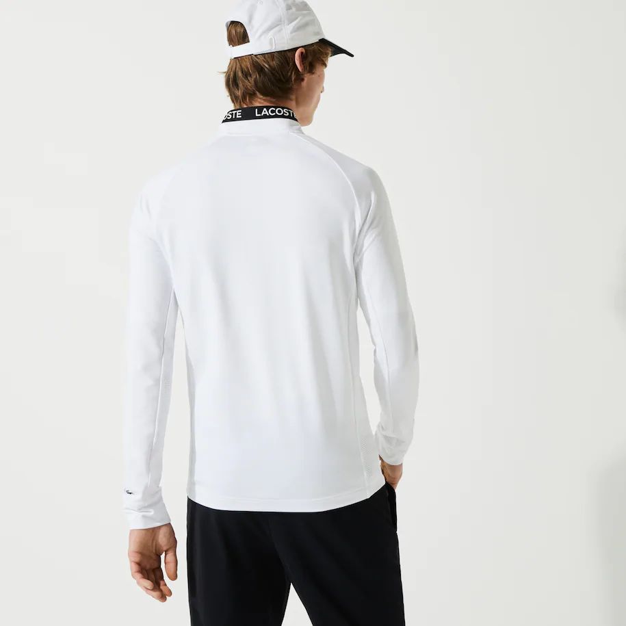 Lacoste Men’s SPORT Breathable Ergonomic Zip Sweatshirt - white/black/white