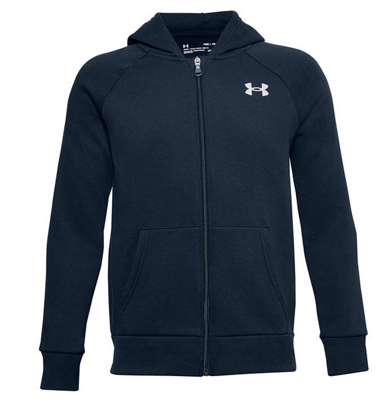 Under Armour Boys' UA Rival Cotton Full Zip Hoodie - academy/onyx white