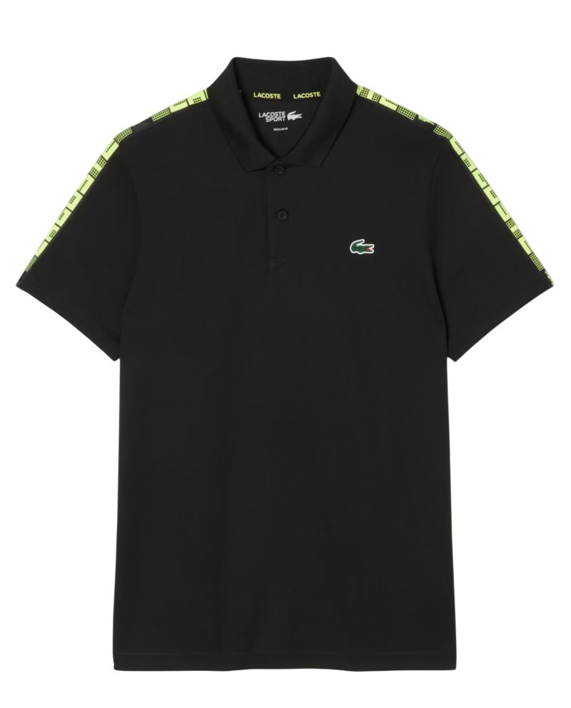 Lacoste Ultra Dry Branded Stripe Tennis Shirt - black 