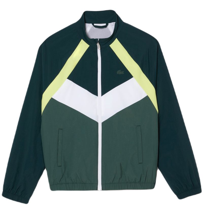BJ1129_NTI_24 Lacoste Recycled Fiber Colourblock Zipped - green/flashy yellow/white/dark green