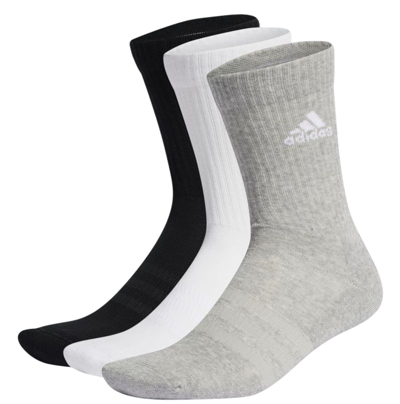 Adidas Cushioned Crew 3P - medium grey heather/white/black
