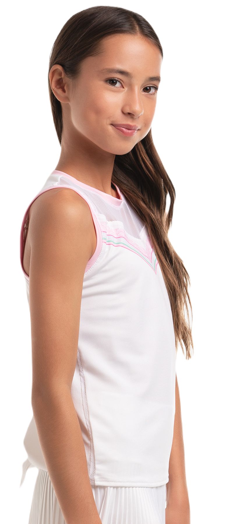 T289-X35110-2 Lucky in Love Girls Deco in Love Retro Deco Tie Back Tank - white