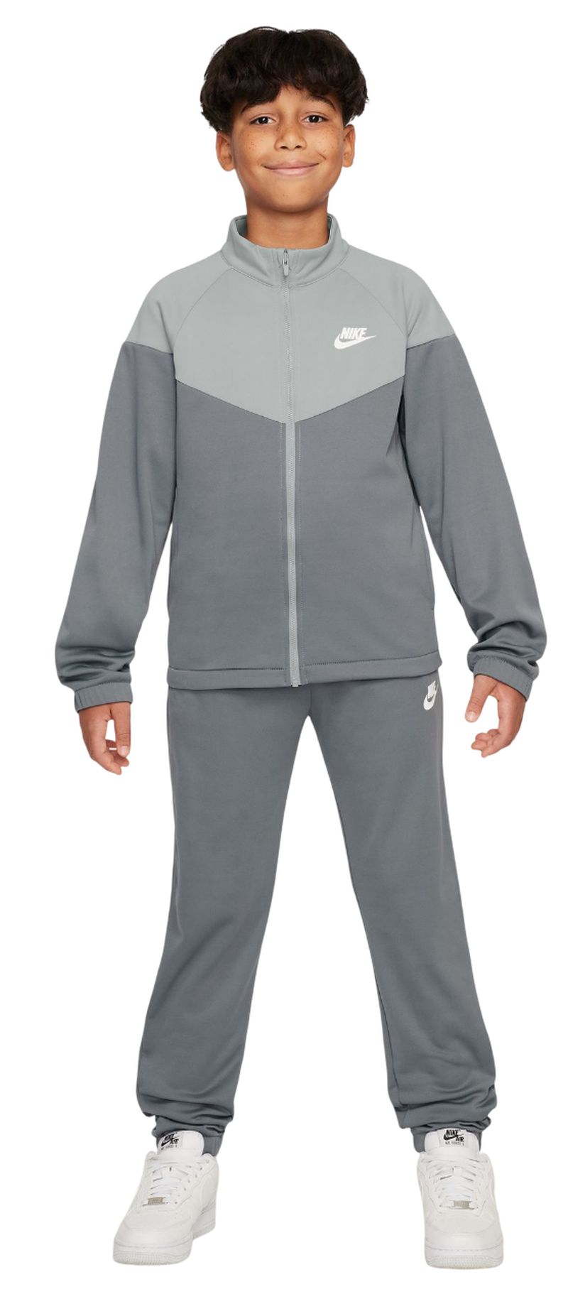 Nike Kids Dri-Fit Poly Knit Full Zip - smoke grey/light smoke grey/white 