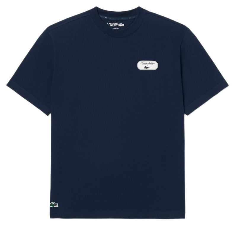 Męski t-shirt Lacoste Ultra Dry Tennis Heritage Graphic - midnight blue