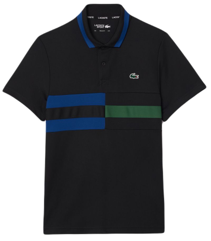 Ultra-Dry Colour-Block Stripe Tennis Polo Shirt - black/blue/green
