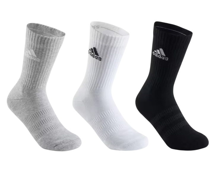 Adidas Cushioned Crew 3P - medium grey heather/white/black
