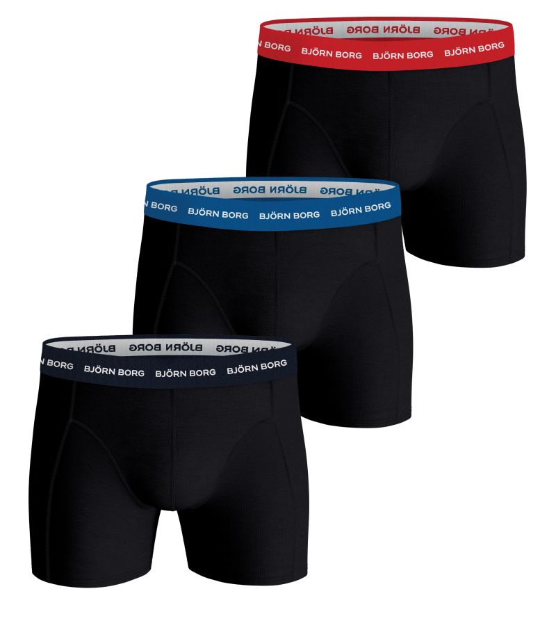 Björn Borg Cotton Stretch Boxer 3P - noir/blue/red