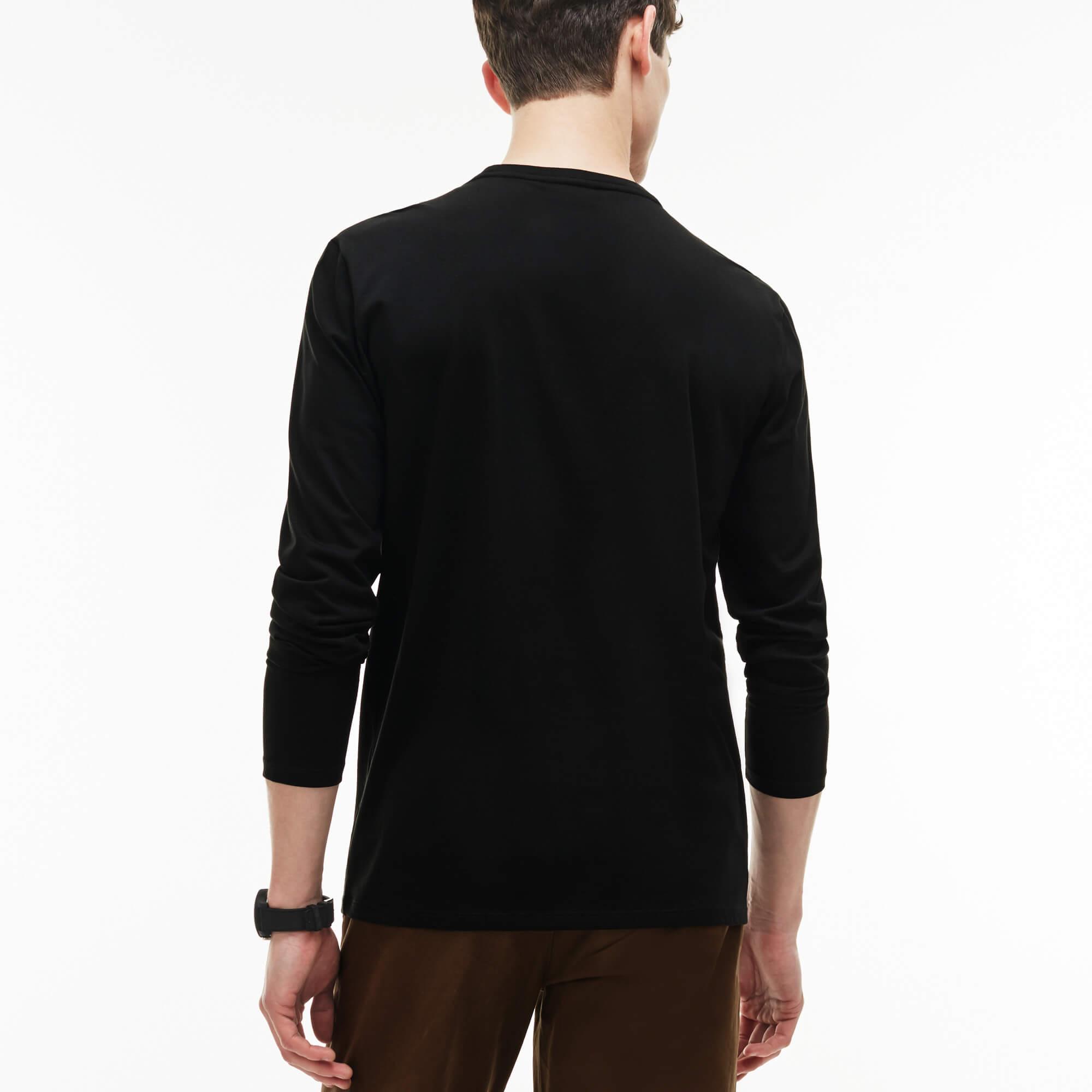 Lacoste Men's Crew Neck Pima Cotton Jersey T-shirt Long Sleeve - black