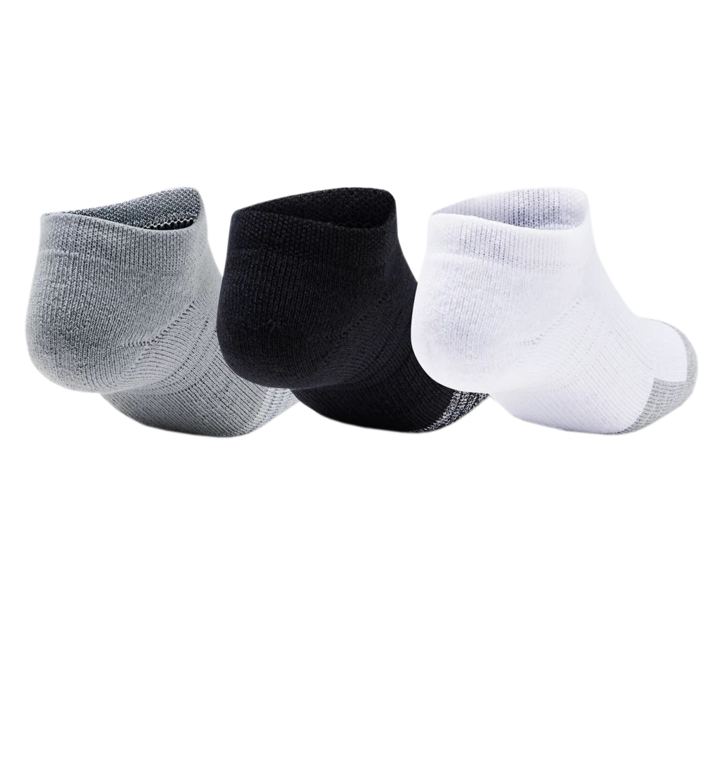 Under Armour Youth HeatGear No Show Socks 3P - steel/white