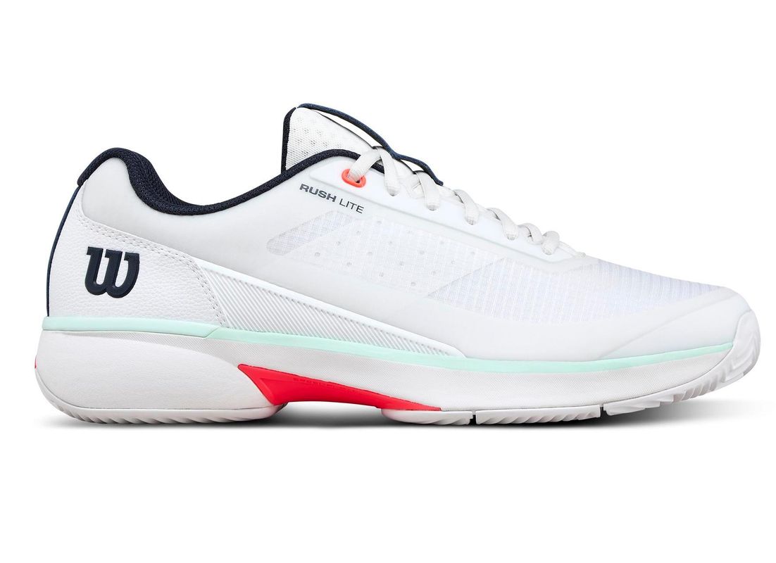 Męskie buty do padla Wilson Rush Lite 5 Clay - white/bay/fiery coral