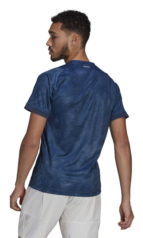 Adidas Freelift Printed Primeblue Tee M - crew navy/acid yellow/crew blue