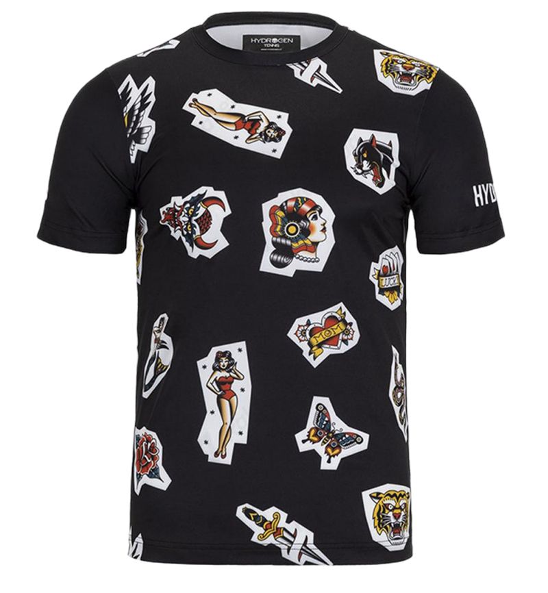 Hydrogen Tattoo Tech Tee Man - black