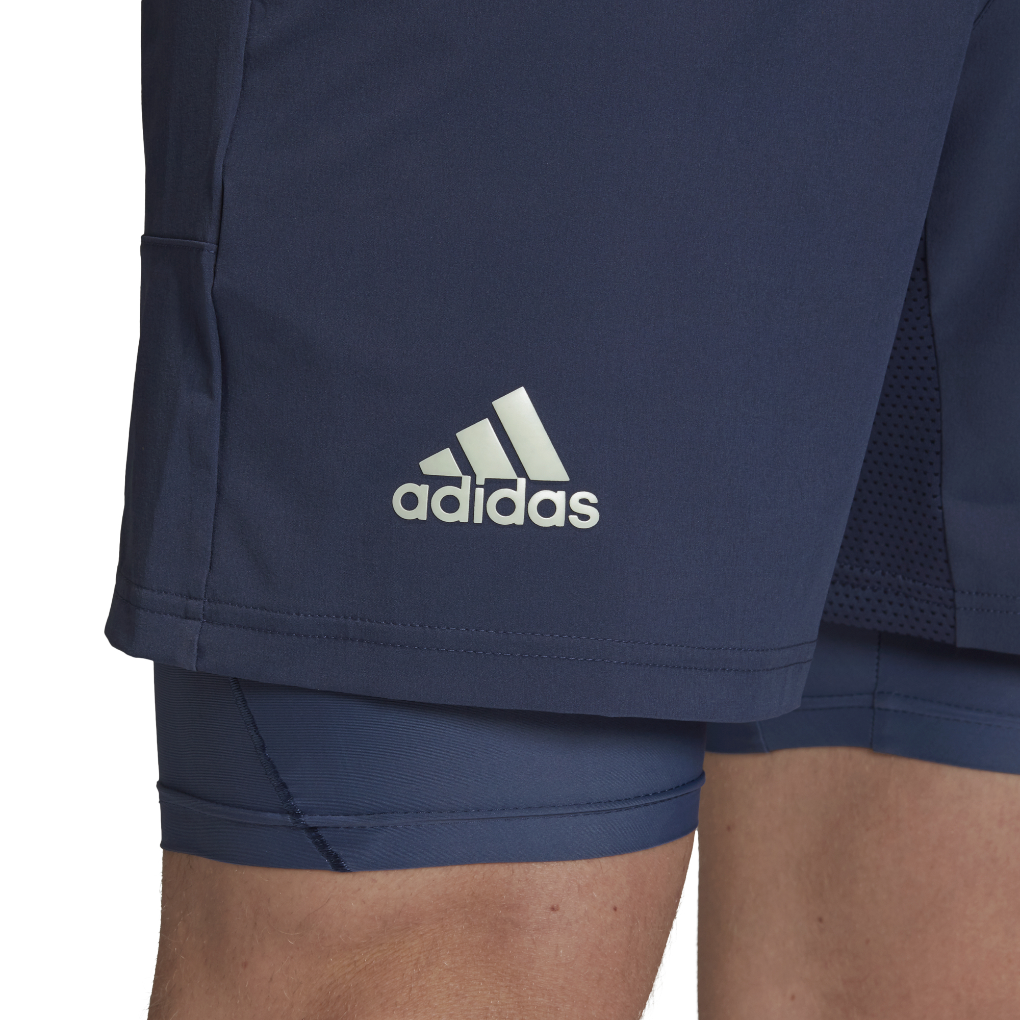 Adidas 2in1 Short Heat Ready 7in - tech indigo/dash green