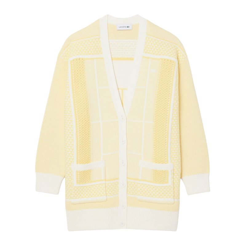Lacoste Tennis Court Jacquard Long - white/yellow
