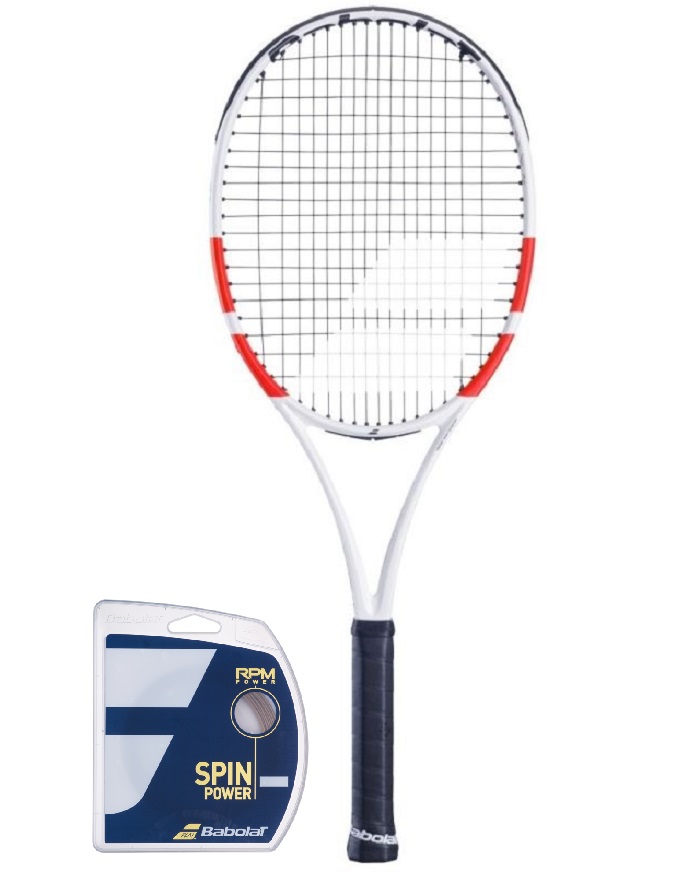 Babolat Pure Strike 98 16/19 - white/red/black + string + stringing