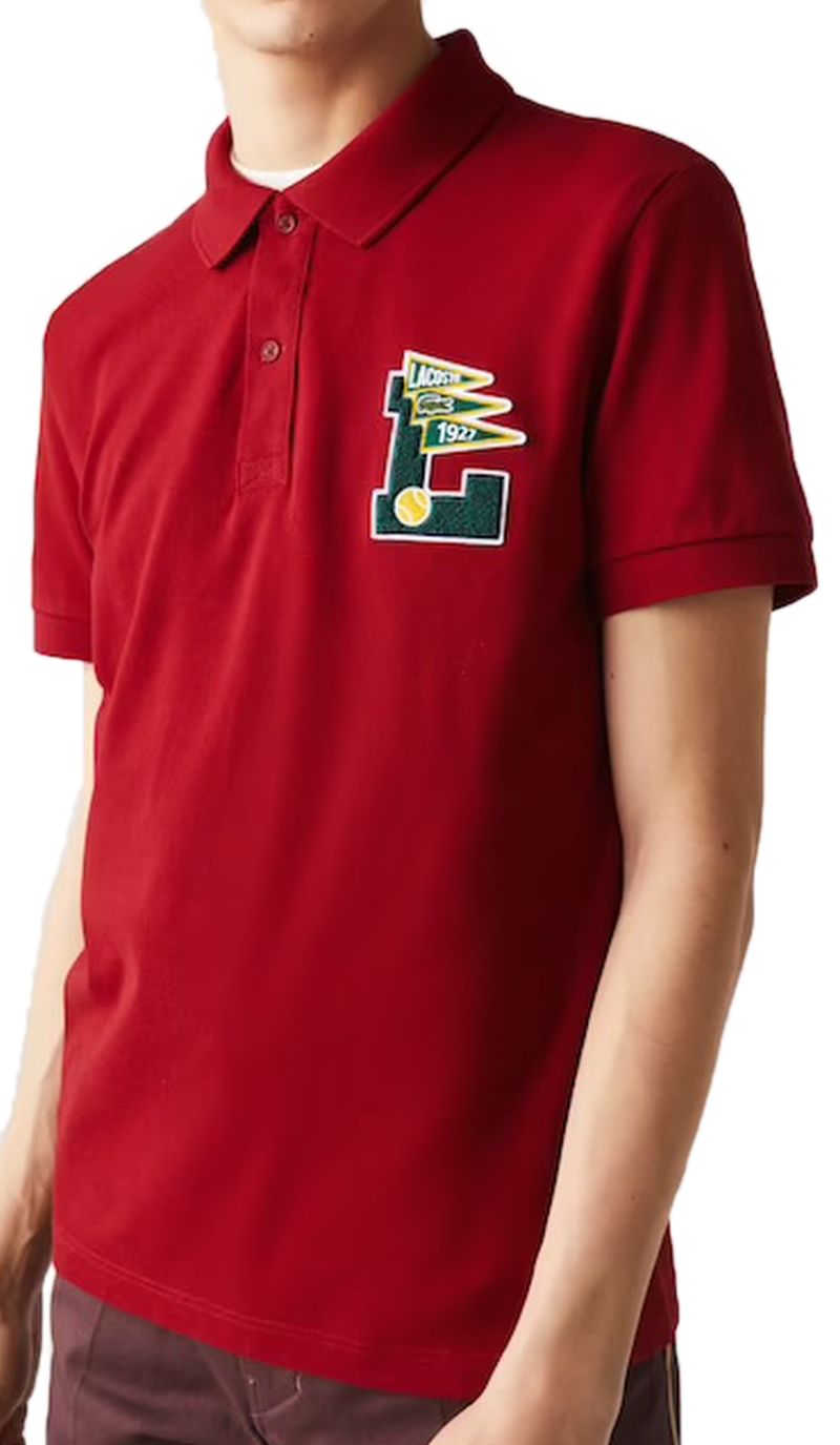 Lacoste Men’s Regular Fit L Badge Cotton Piqué Polo Shirt - red