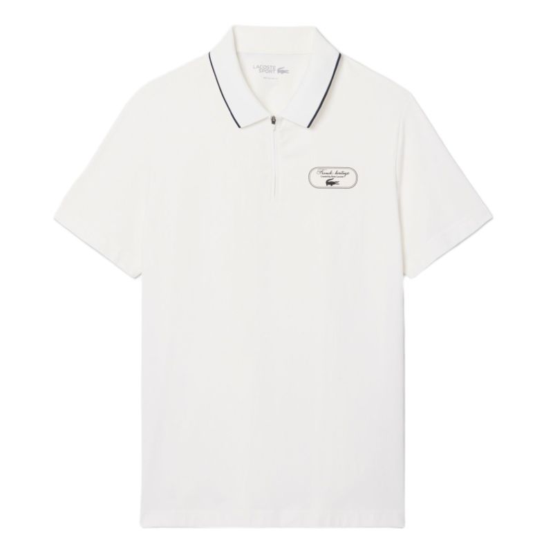 Męskie polo Lacoste Ultra Dry Badge Accent Tennis Heritage - white/navy blue