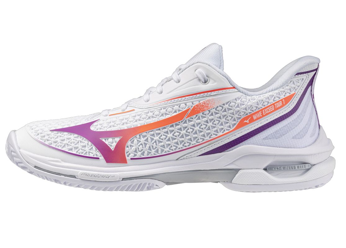 Damskie buty do padla Mizuno Wave Exceed Tour 7 CC - white/dahlia/lava orange