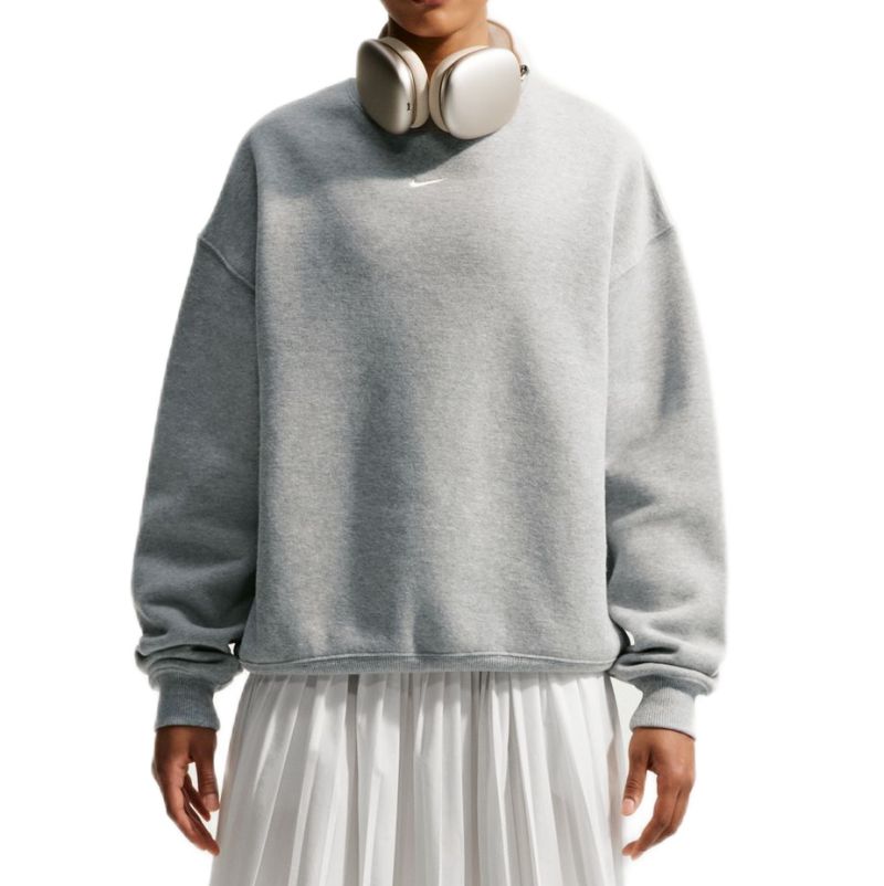Damska bluza tenisowa Nike Studio Fleece Medium Weight Oversized Crew - dark grey heather/sail
