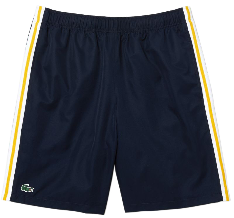 Lacoste Men's Sport Contrast Bands Lightweight Shorts - navy blue/yellow/white Lacoste Men's Sport Contrast Bands Lightweight Shorts - navy blue/yellow/white