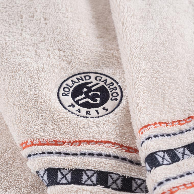 Roland Garros Carreblanc Central Eponge Brodee Douche LIN