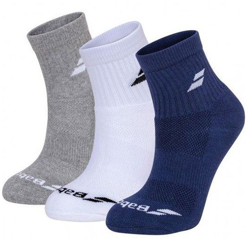 Babolat Quarter 3 Pairs Pack Socks - 3 pary/white/estate blue/grey